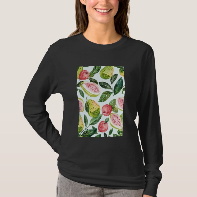 Vintage Pattern Art Guava Fruit T-Shirt (Front)