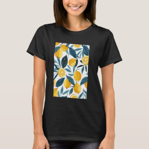 Vintage Pattern Art Lemon Fruit Watercolor T-Shirt