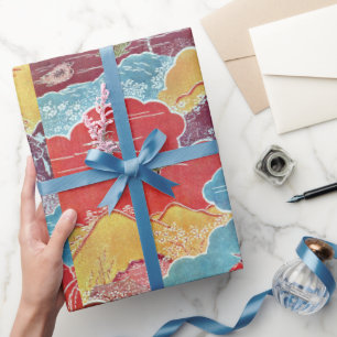 Vintage Pattern Bingata: Crane & Turtle Wrapping Paper