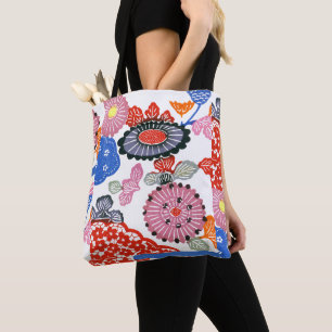 Vintage Pattern Bingata: Small cherry blossoms ... Tote Bag