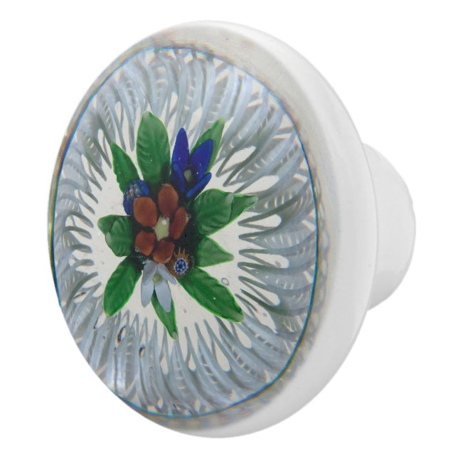 Vintage Pattern Centre Red Flower Ceramic Knob (Right)