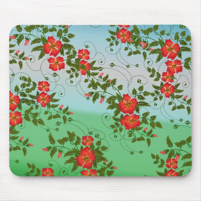 Vintage  Pattern Elegant Red Roses Mouse Pad (Front)