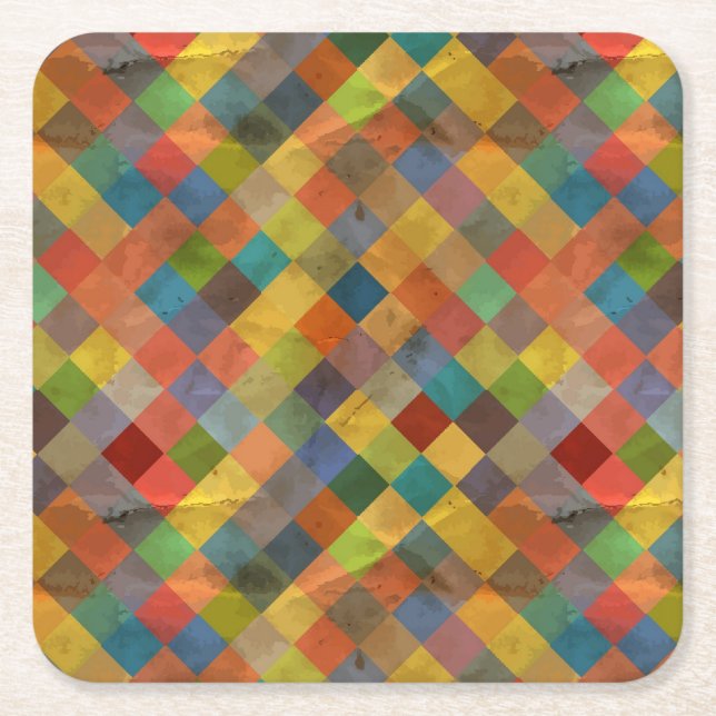 Vintage pattern. Geometric. Square Paper Coaster (Front)