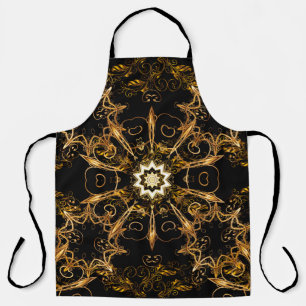 Vintage pattern. Golden grid. Snowflake, Christmas Apron