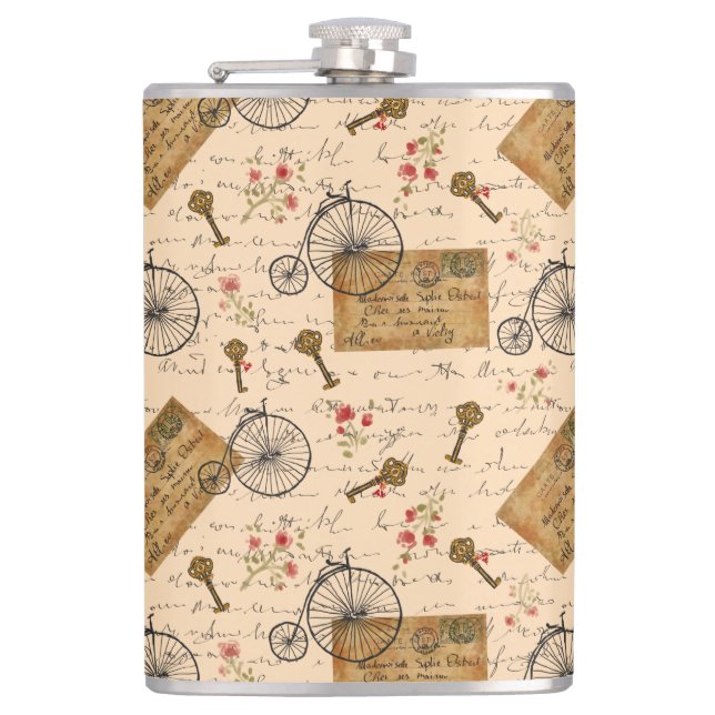 vintage pattern hip flask (Front)