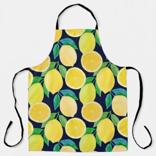 Vintage pattern illustration of watercolor lemon apron