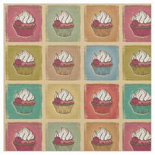 Vintage pattern made of cupcakes fabric