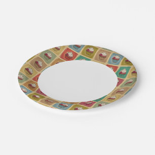 Vintage pattern made of cupcakes paper plate