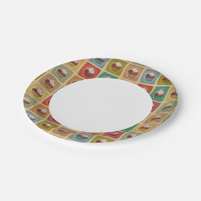 Vintage pattern made of cupcakes paper plate (Angled)