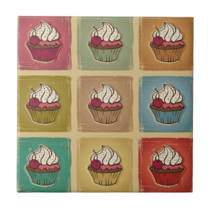 Vintage pattern made of cupcakes tile