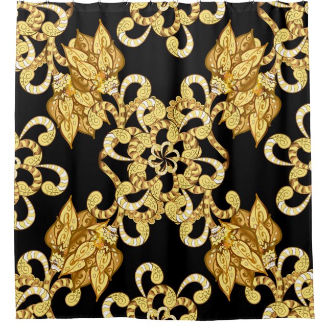 Vintage pattern on black background with golden el (Front)