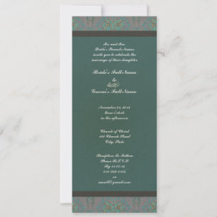 Vintage Pattern on Silver Metallic Wedding Invite