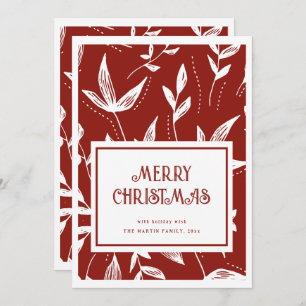 Vintage Pattern Red And White Christmas Card