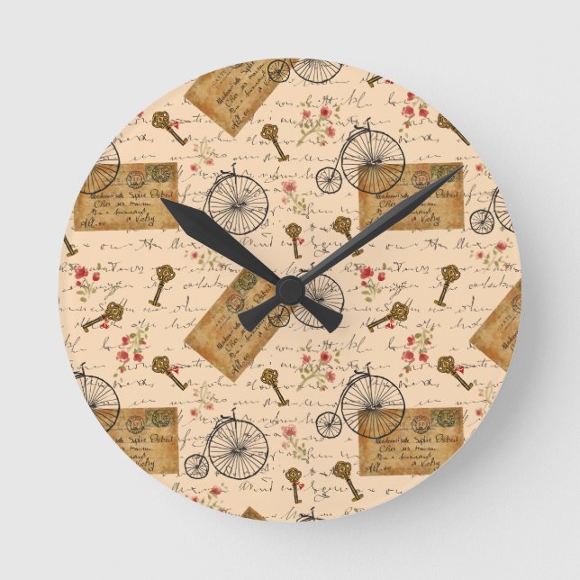 vintage pattern round clock (Front)