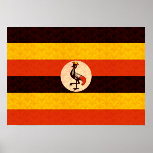 Vintage Pattern Ugandan Flag Poster