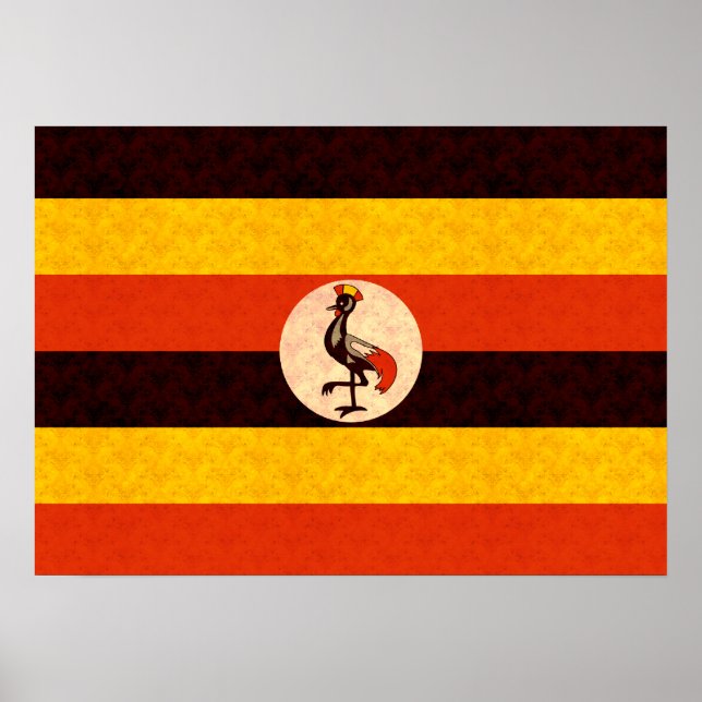 Vintage Pattern Ugandan Flag Poster (Front)
