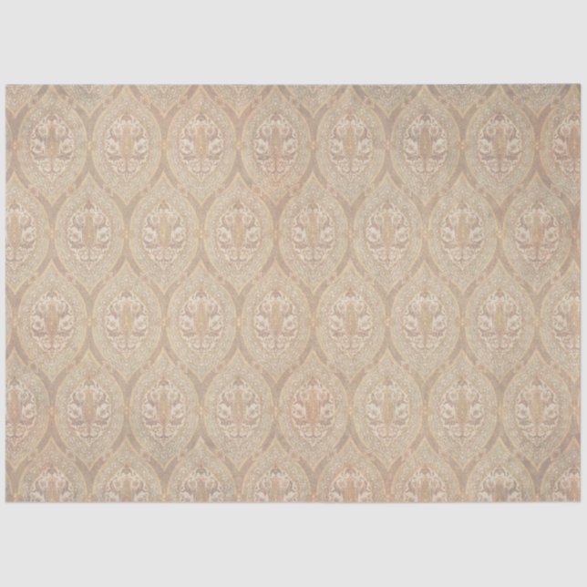 Vintage Pattern Wallpaper Ephemera Beige Decoupage Tissue Paper (Front)