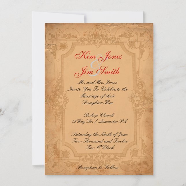 vintage pattern  wedding invitations (Front)