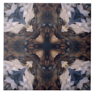 Vintage pattern with beige, brown, white and blue tile