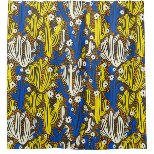 Vintage pattern with cactus on black background. S