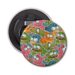 Vintage pattern with cartoon animals bottle opener