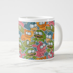 Vintage pattern with cartoon animals large coffee mug