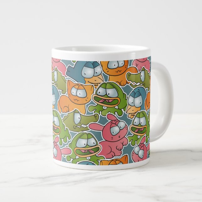 Vintage pattern with cartoon animals large coffee mug (Front Right)