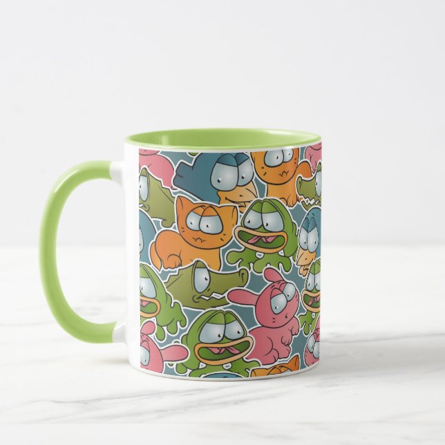 Vintage pattern with cartoon animals mug (Left)