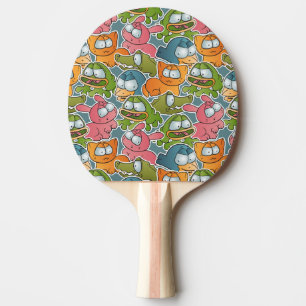Vintage pattern with cartoon animals ping pong paddle