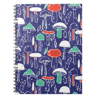 Vintage pattern with different mushrooms. Autumn v Notebook