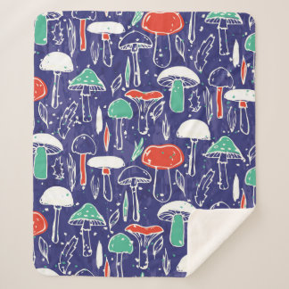 Vintage pattern with different mushrooms. Autumn v Sherpa Blanket