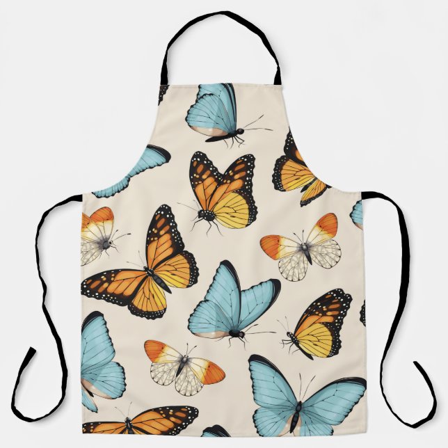 Vintage pattern with high detailed tropic butterfl apron (Front)