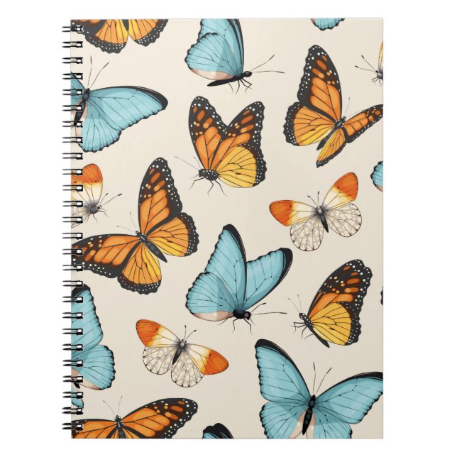 vintage pattern with high detailed tropic butterfl notebook (Front)
