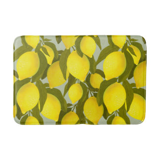 Vintage pattern with lemons branches bath mat