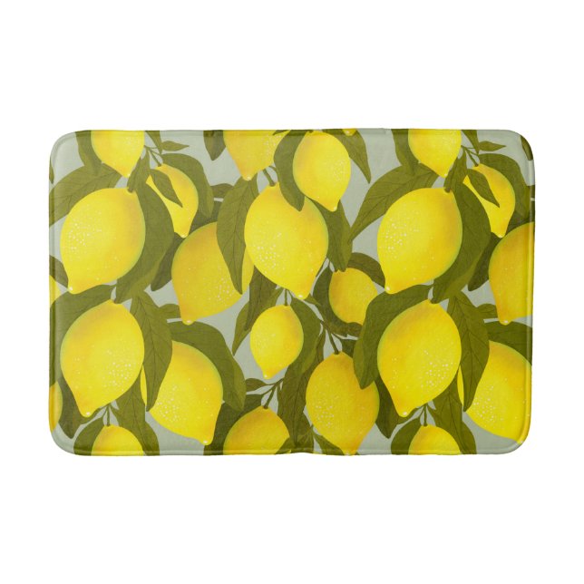 Vintage pattern with lemons branches bath mat (Front)