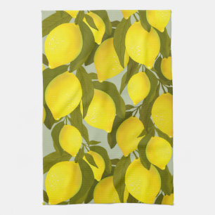 Vintage pattern with lemons branches kitchen towel