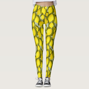 Vintage pattern with lemons branches leggings