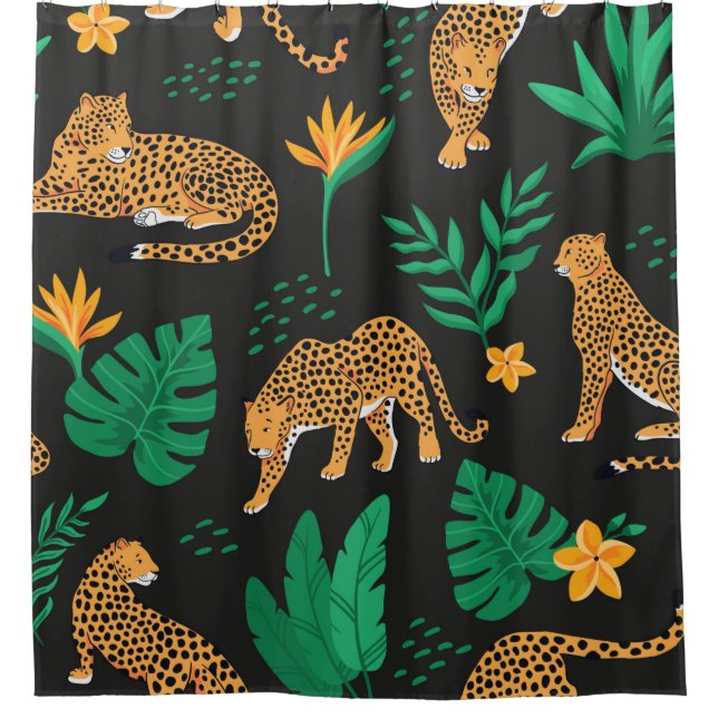 Vintage pattern with leopards and tropical leaves  (Front)