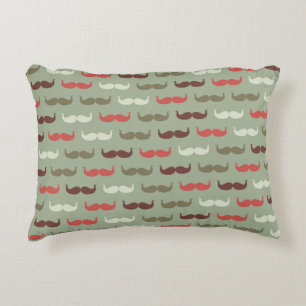 Vintage pattern with moustache accent pillow