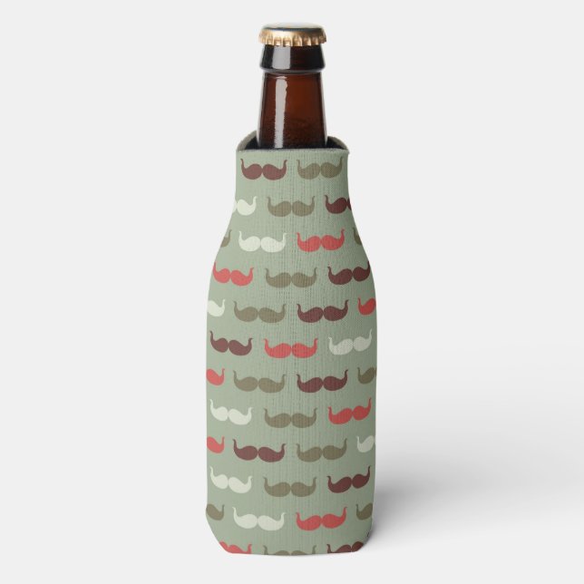 Vintage pattern with moustache bottle cooler (Bottle Front)