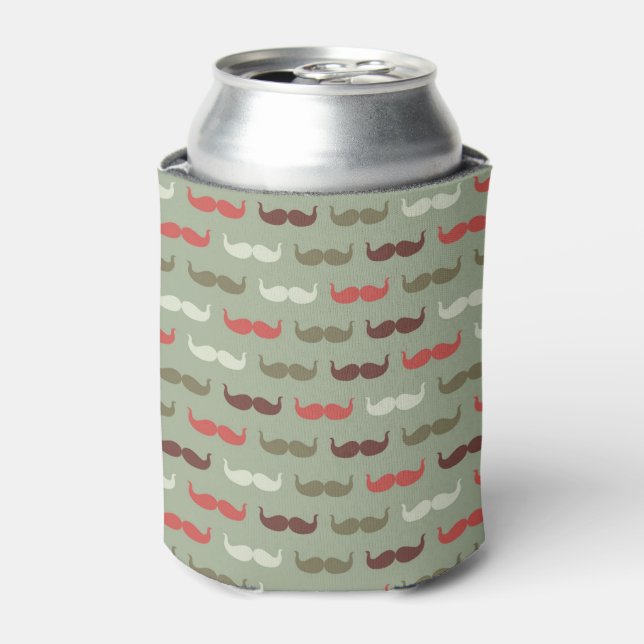 Vintage pattern with moustache can cooler (Can Front)