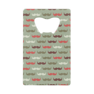 Vintage pattern with moustache credit card bottle opener