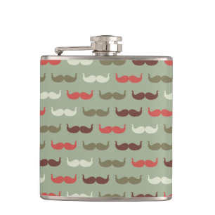 Vintage pattern with moustache hip flask