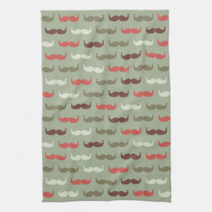 Vintage pattern with moustache kitchen towel