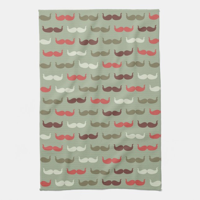 Vintage pattern with moustache kitchen towel (Vertical)