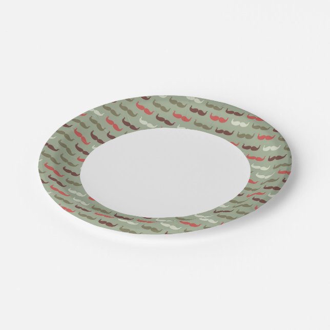 Vintage pattern with moustache paper plate (Angled)