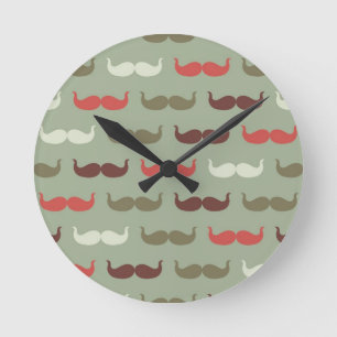Vintage pattern with moustache round clock