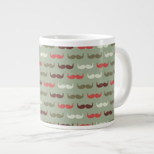 Vintage pattern with mustache large coffee mug