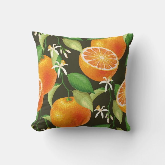 Vintage pattern with orange throw pillow (Front)