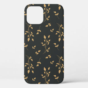 Vintage pattern with silhouettes berry and leaves  iPhone 12 case